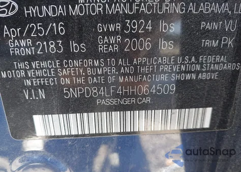 2017 Hyundai Elantra Se/Value/Limited from USA, damaged, VIN 5NPD84LF4HH064509